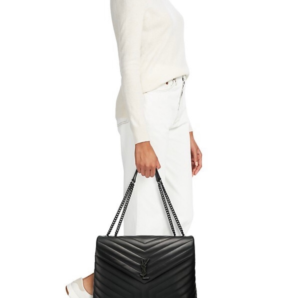 Medium LouLou Matelassé Leather Shoulder Bag, Matte Black Hardware